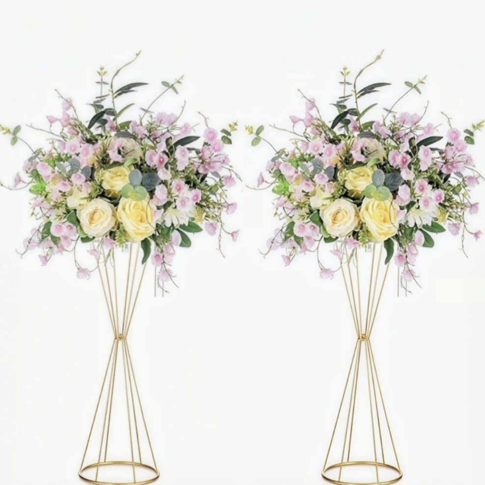 Centerpiece Vase Tall - Tempat Bunga Geometris Emas Modern dari