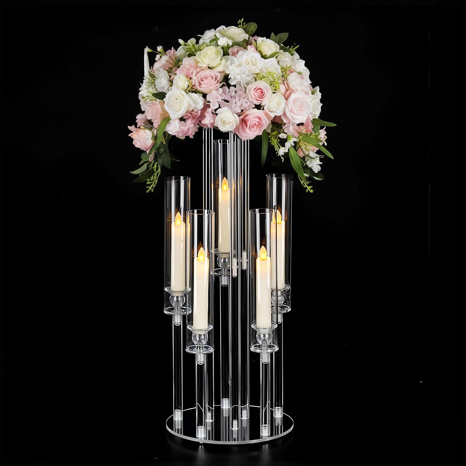 Centerpiece Vase Tall - Lampu Lilin Akrilik 5 Lengan dengan