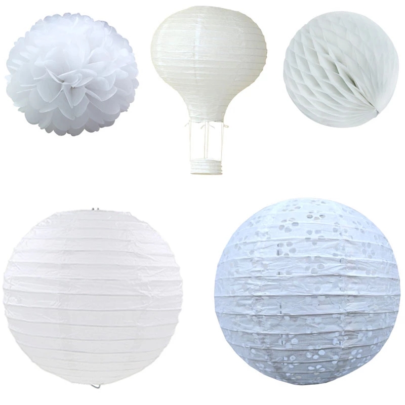 Wedding Event Supply - 1 buah lampion kertas seri putih,
