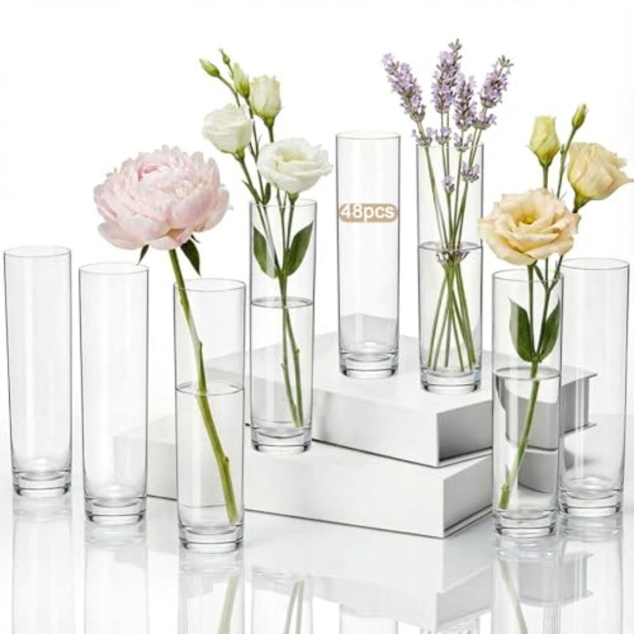 Centerpiece Vase Tall - 48 Pcs vas bunga silinder akrilik