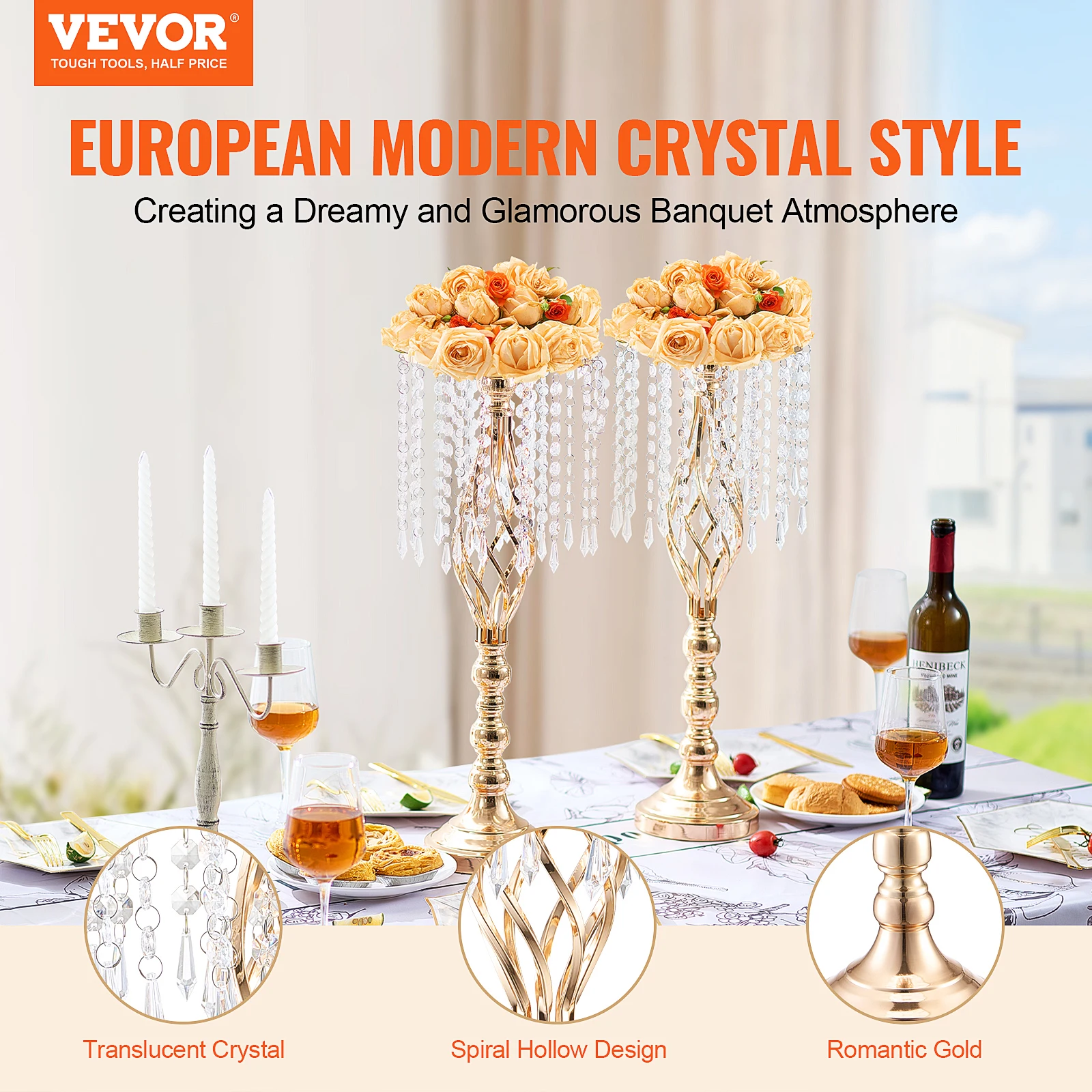VEVOR Kristal Tinggi Bunga Per - Centerpiece Vase Tall ulasan dan harga