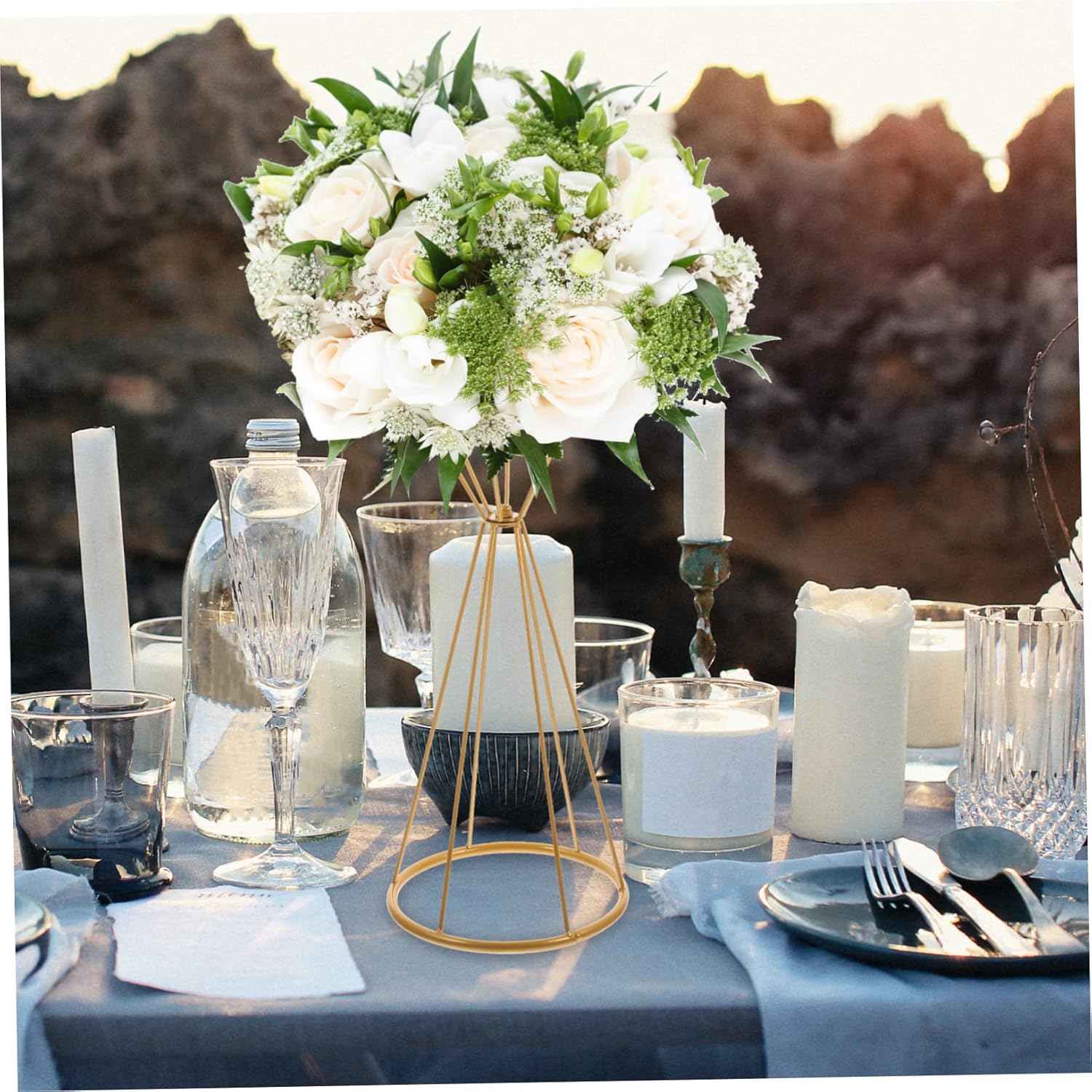 Tempat Bunga Geometris Emas Mo - Centerpiece Vase Tall ulasan dan harga
