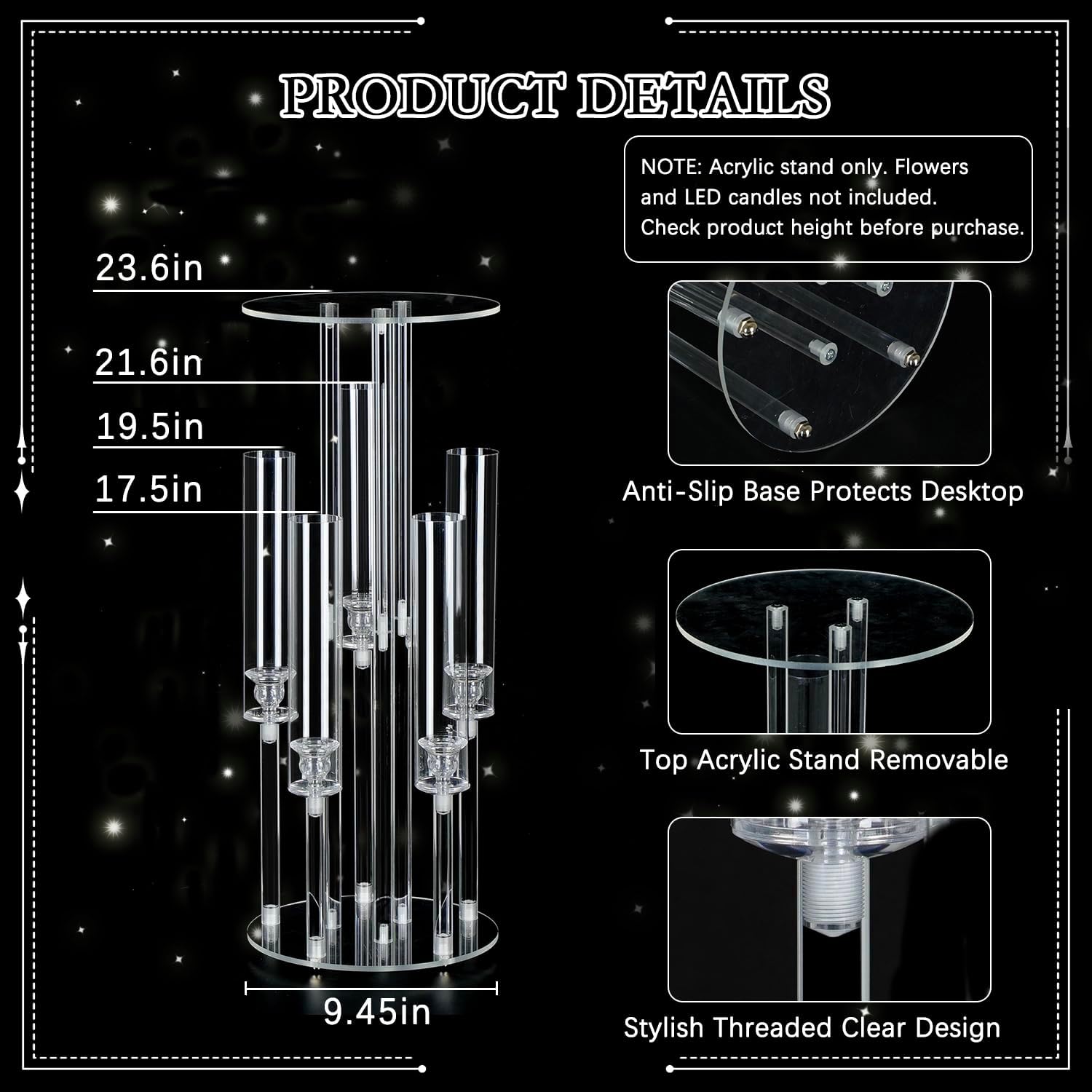 Lampu Lilin Akrilik 5 Lengan d - Centerpiece Vase Tall ulasan dan harga